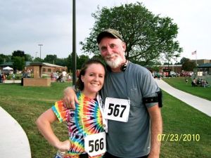 My Dad and I after my first 5K back in July of 2010. 